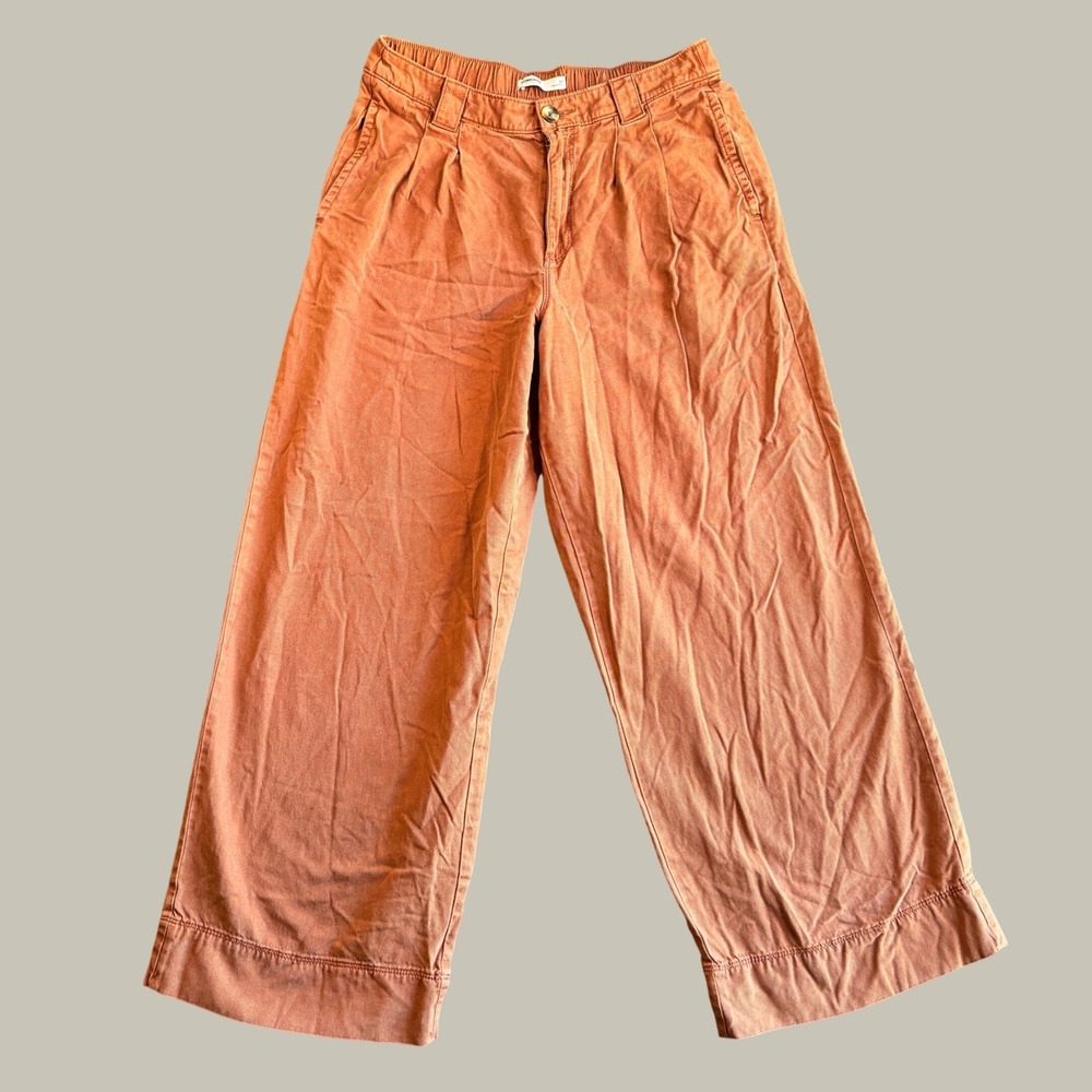Sonoma Womens Wide Leg Pants M Rust terracottq Pleated Coastal Boho Hippie Chic